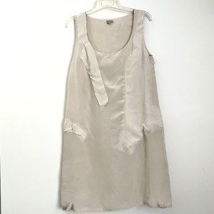 Wayne Size 4 100% Silk Dress Ivory Panels Sleeveless Lined Scoop Neck Shift